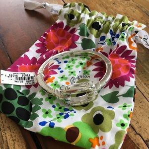 Brighton Mercer Hammered Silver Hinged Bracelet